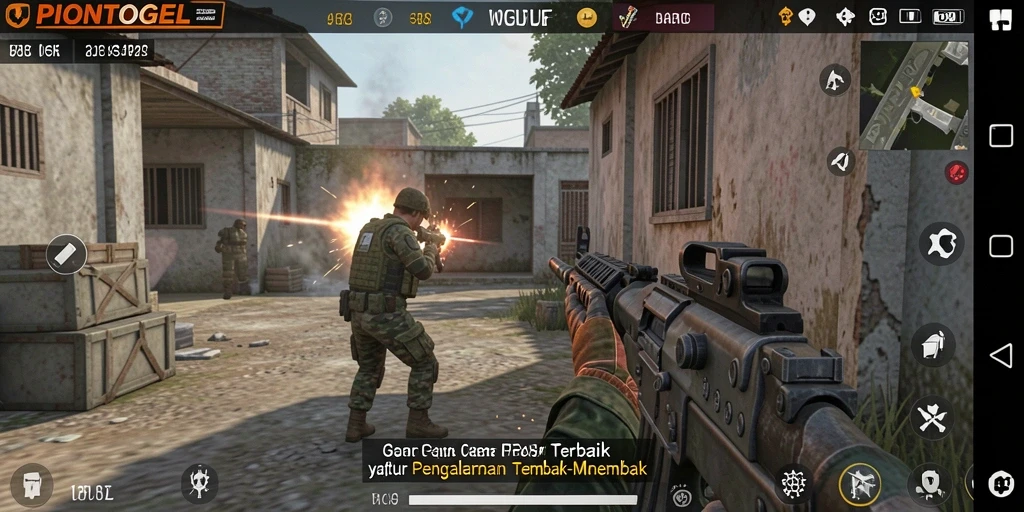 Screenshot gameplay PIONTOGEL menampilkan aksi tembak-menembak yang mendebarkan.